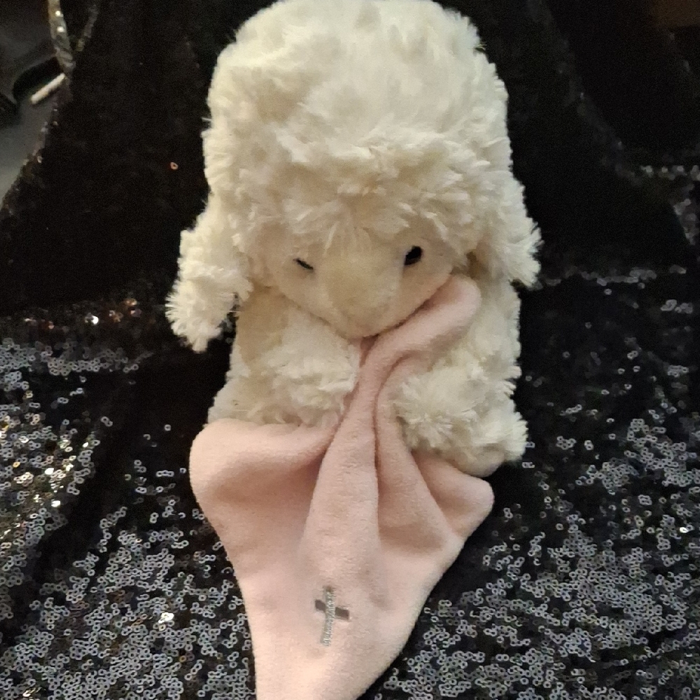 Demdaco Plush Lamb with Pink Blanket